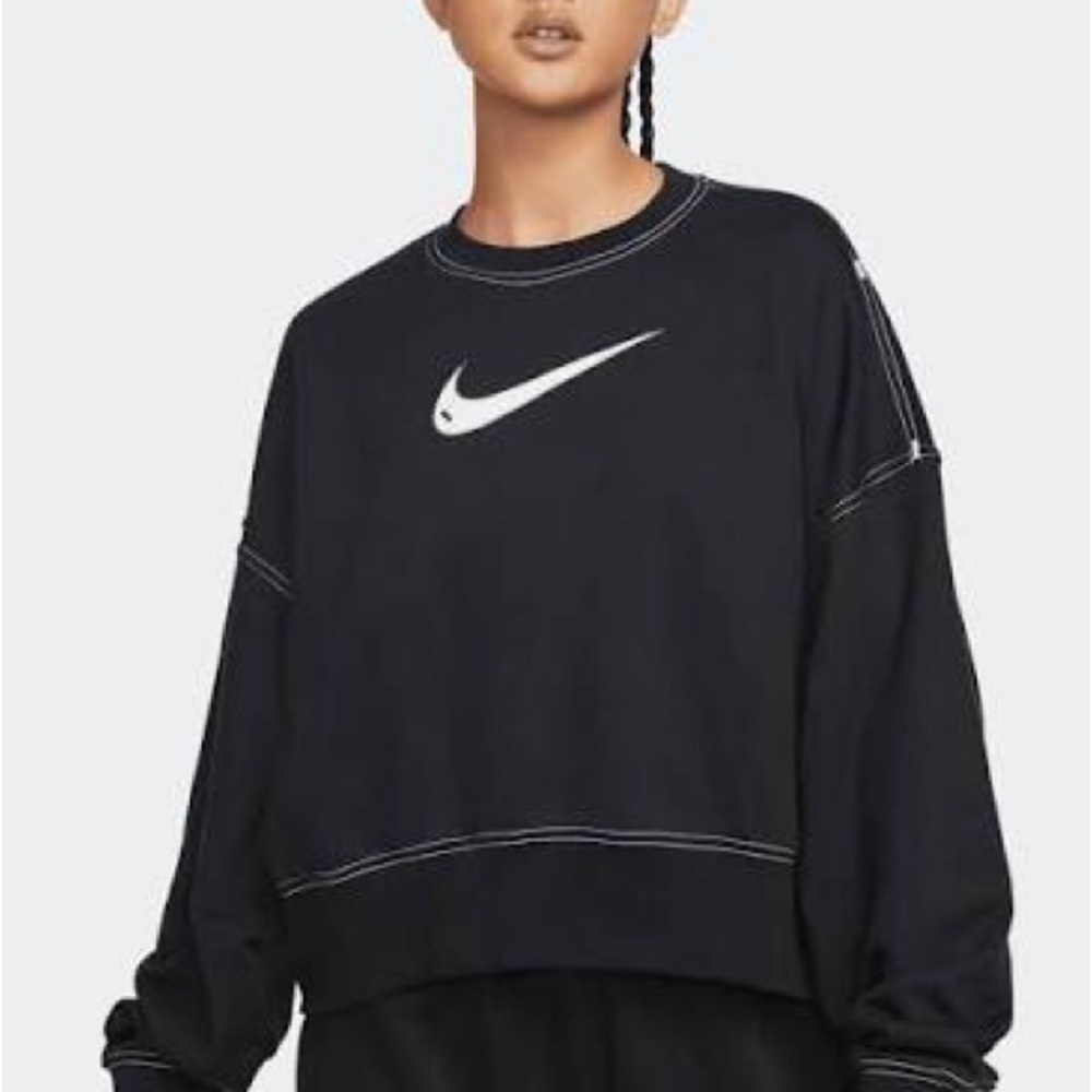Nike Women's Black and White Logo Sweatshirt